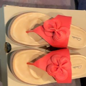 Clarks sandals. Brynn style. Coral leather.      8 1/2